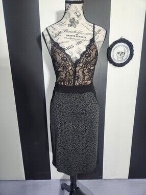 Pinup Retro Black Animal-Print Pencil Skirt